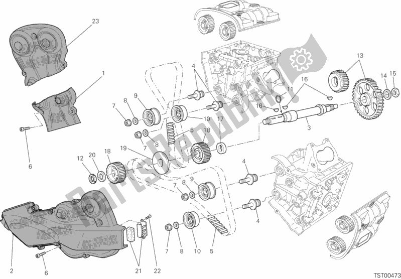 All parts for the Timing Belt of the Ducati Multistrada 1200 S Pikes Peak Thailand 2014